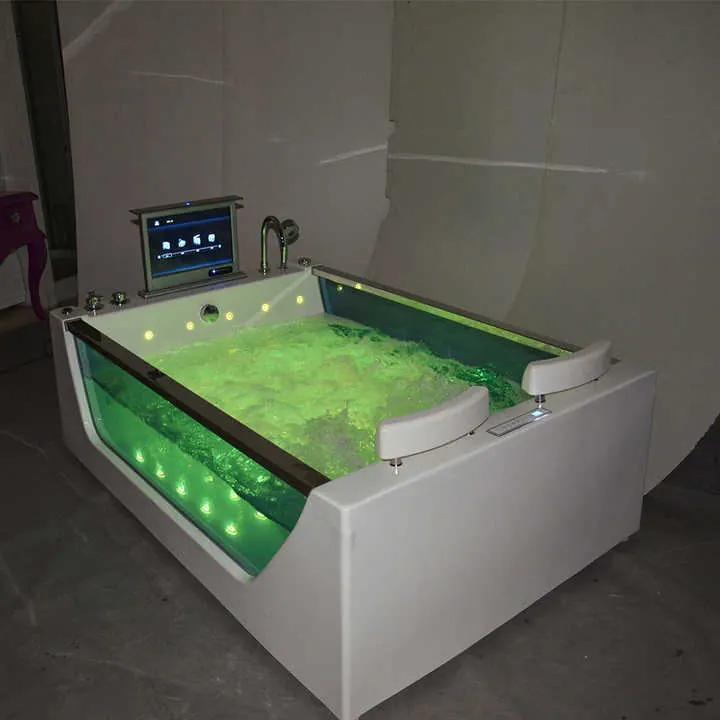LED hydrotherapy bathtub glowing green